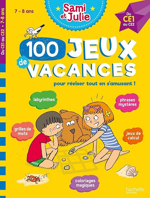 Sách Tiếng Pháp - 100 jeux de vacances Sami et Julie du CE1 au CE2 7-8 ans - Avec 1 crayon